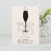 Black Champagne Glass Brunch & Bubble Birthday Kaart (Staand voorkant)