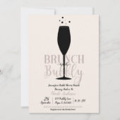 Black Champagne Glass Brunch Bubble Bridal Brunch Kaart (Voorkant)