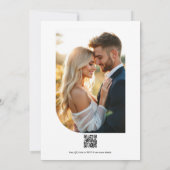 Black & Champagne Photo/QR Code Floral Wedding Kaart (Achterkant)