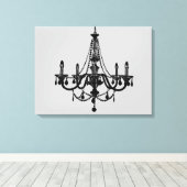 Black Chandelier Canvas Afdruk (Insitu (Houten vloer))