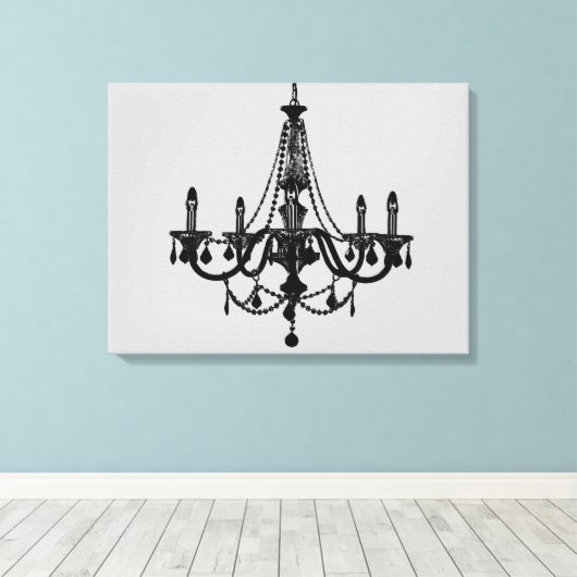 Black Chandelier Canvas Afdruk (Insitu (Houten vloer))