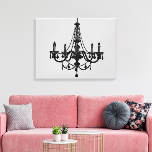 Black Chandelier Canvas Afdruk (Insitu (Woonkamer))