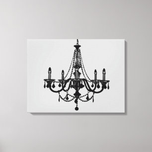 Black Chandelier Canvas Afdruk