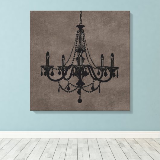 Black Chandelier Canvas Afdruk (Insitu (Houten vloer))