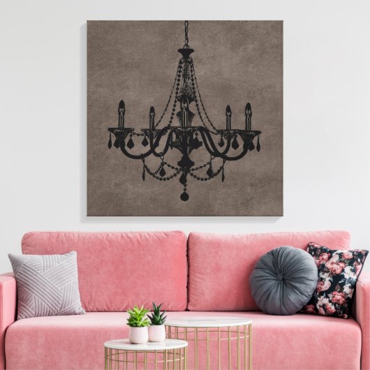 Black Chandelier Canvas Afdruk (Insitu (Woonkamer))