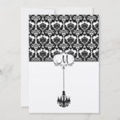 Black Chandelier Coral Turquoise Damask Wedding Kaart (Achterkant)