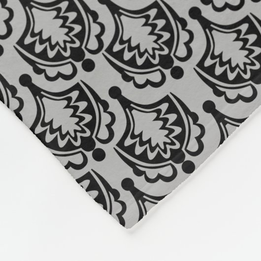 Black Chandelier Damask en Pink Bow Monogram Fleece Deken (Hoek)