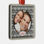 Black Chandelier Damask Photo-kerstversiering Metalen Ornament (Rechts)