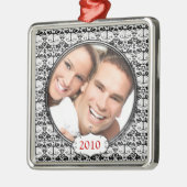 Black Chandelier Damask Photo-kerstversiering Metalen Ornament (Links)