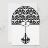 Black Chandelier Damask Wedding Invitations Kaart (Achterkant)