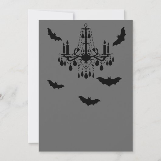 Black Chandelier en Bats Halloween Invitation Kaart (Achterkant)