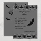 Black Chandelier en Bats Halloween Invitation Kaart (Voorkant / Achterkant)
