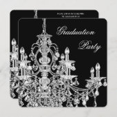 Black Chandelier Graduation Party Kaart (Voorkant / Achterkant)