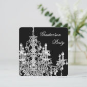 Black Chandelier Graduation Party Kaart (Staand voorkant)