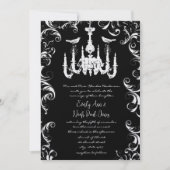 Black Chandelier Love Bird Wedding Invitation Kaart (Voorkant)