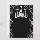 Black Chandelier Love Bird Wedding Invitation Kaart (Achterkant)