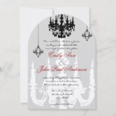 Black Chandeliers Red Accents Wedding Kaart (Voorkant)