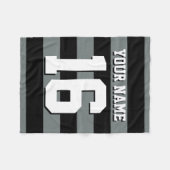 Black Charcoal Team Jersey Preppy Stripe Fleece Deken (Voorkant (Horizontaal))