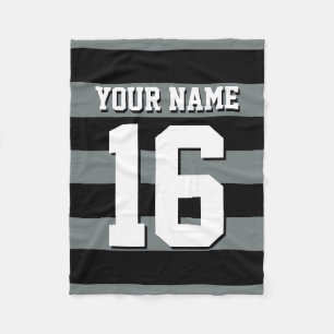 Black Charcoal Team Jersey Preppy Stripe Fleece Deken