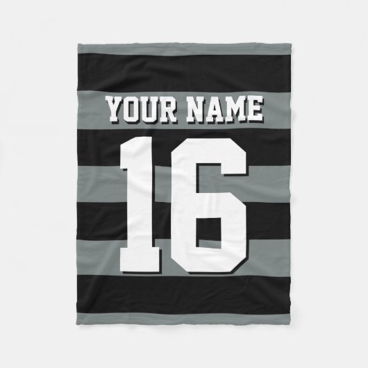 Black Charcoal Team Jersey Preppy Stripe Fleece Deken (Voorkant)