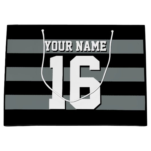 Black Charcoal Team Jersey Preppy Stripe Groot Cadeauzakje (Voorkant)