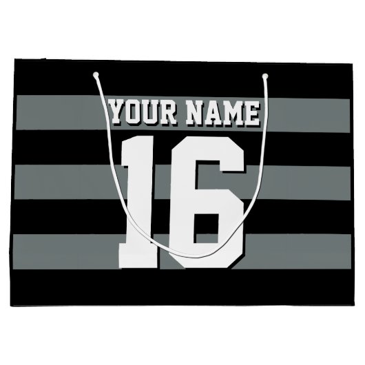 Black Charcoal Team Jersey Preppy Stripe Groot Cadeauzakje (Achterkant)