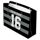 Black Charcoal Team Jersey Preppy Stripe Groot Cadeauzakje (Achterkant Gekanteld)