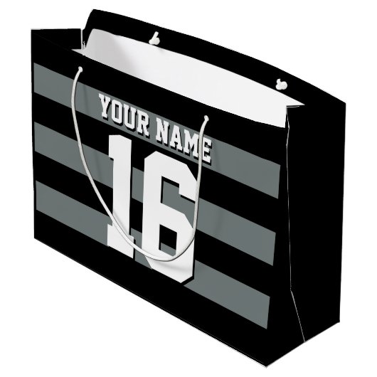Black Charcoal Team Jersey Preppy Stripe Groot Cadeauzakje (Achterkant Gekanteld)