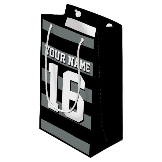 Black Charcoal Team Jersey Preppy Stripe Klein Cadeauzakje (Voorkant Gekanteld)