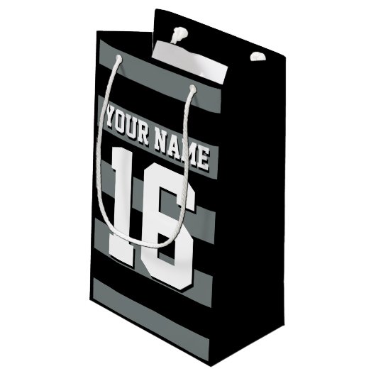 Black Charcoal Team Jersey Preppy Stripe Klein Cadeauzakje (Achterkant Gekanteld)