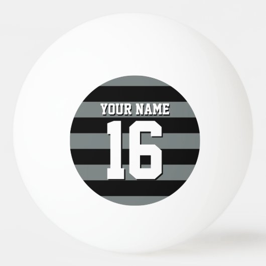 Black Charcoal Team Jersey Preppy Stripe Pingpongbal (Voorkant)