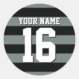 Black Charcoal Team Jersey Preppy Stripe Ronde Sticker