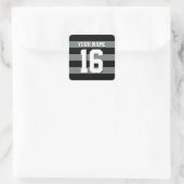 Black Charcoal Team Jersey Preppy Stripe Vierkante Sticker (Tas)