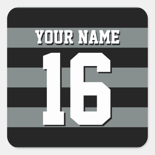 Black Charcoal Team Jersey Preppy Stripe Vierkante Sticker (Voorkant)