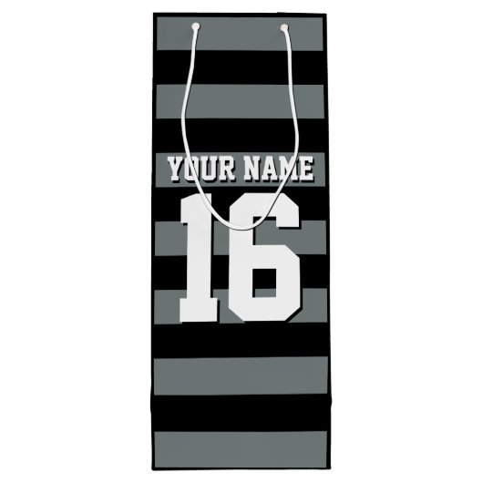 Black Charcoal Team Jersey Preppy Stripe Wijn Cadeautas (Achterkant)