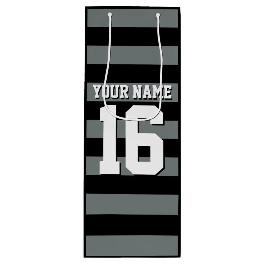Black Charcoal Team Jersey Preppy Stripe Wijn Cadeautas (Voorkant)