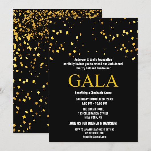 Black Charity Ball Corporate Fondsenwervende Parti Kaart (Voorkant / Achterkant)