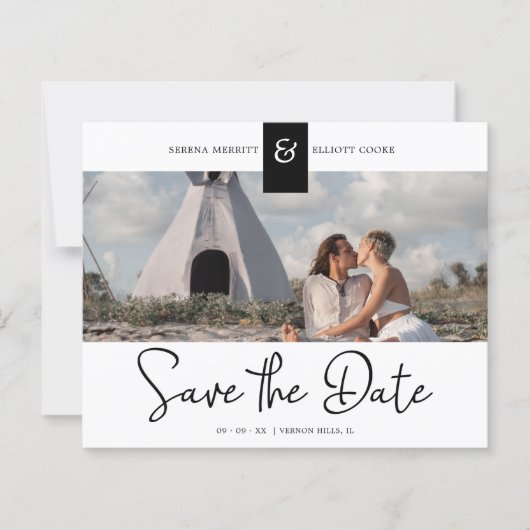 Black Cheap Custom Photo Instant Engaged Couple (Voorkant)