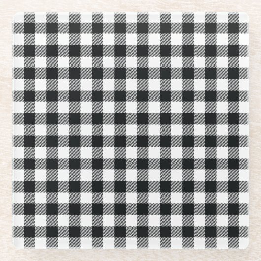 Black Check Autumn Herfst Glass Onderzetter (Voorkant)