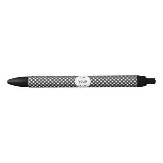 Black Check Buffalo Plaid Pattern Business Logo Zwarte Inkt Pen (Voorkant)