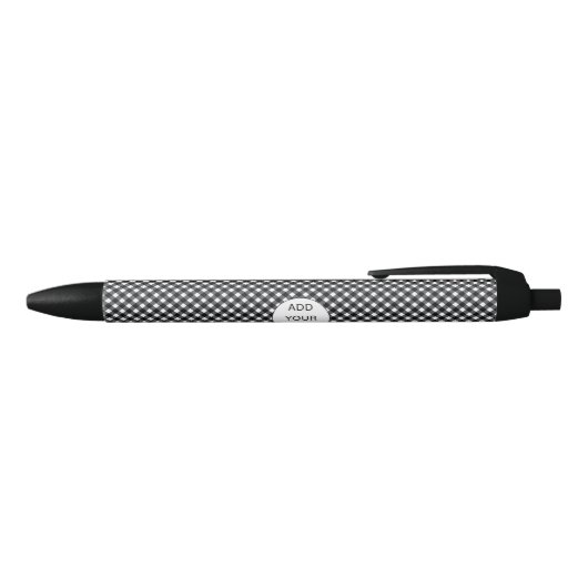 Black Check Buffalo Plaid Pattern Business Logo Zwarte Inkt Pen (Bovenkant)