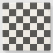 Black Checkboard Pattern Stenen Onderzetter (Voorkant)