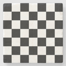 Black Checkboard Pattern  Stenen Onderzetter