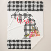 Black Checked Michigan Sherpa Blanket Sherpa Deken (Voorkant)