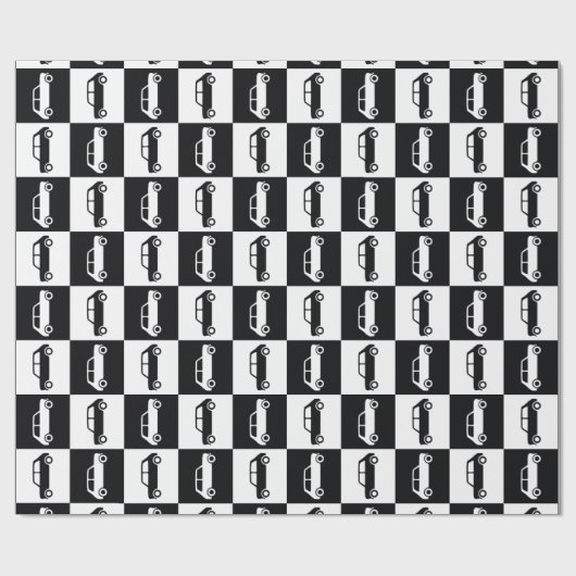 Black Checkerboard Mini Cooper Cadeaupapier (Vlak)