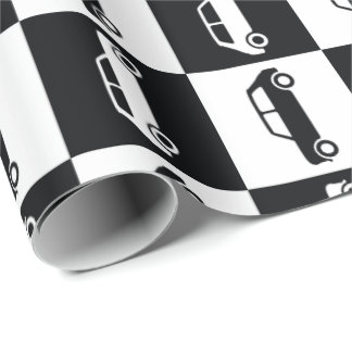 Black Checkerboard Mini Cooper Cadeaupapier