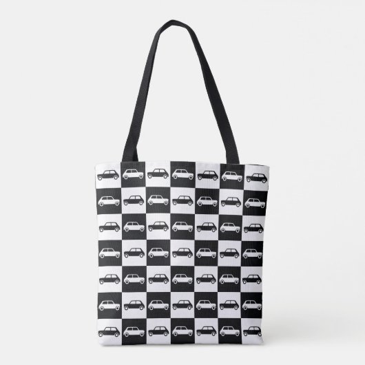 Black Checkerboard Mini Cooper Canvas tas (Achterkant)