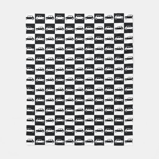 Black Checkerboard Mini Cooper Fleece Deken (Voorkant)