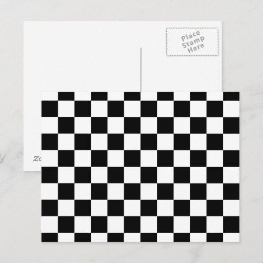Black Checkerboard Patroon Briefkaart (Voorkant / Achterkant)