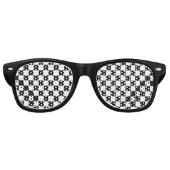 Black Checkerboard Patroon Retro Zonnebril (Voorkant)